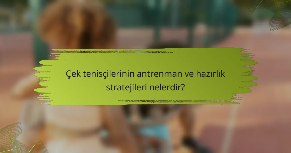Çek tenisçilerinin antrenman ve hazırlık stratejileri nelerdir?